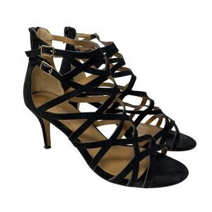 Report Kareena Cage Heels Womens Size 9 Faux Leather Strappy Black
